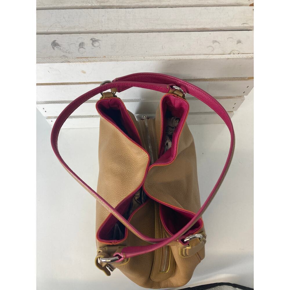 COACH 37721 LARGE BROWN, PINK PEBBLED LEATHER SHOULDER BAG - Picture 10 of 16